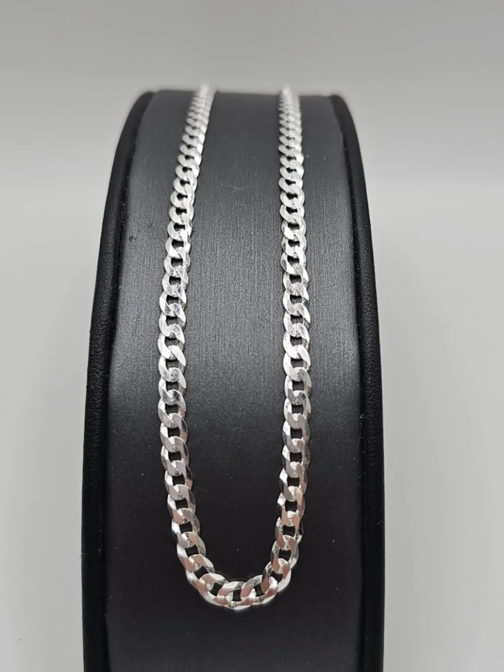 Sterling Silver 925 High Polished Super Flat Curb Link Chain 3.8mm 24 inches